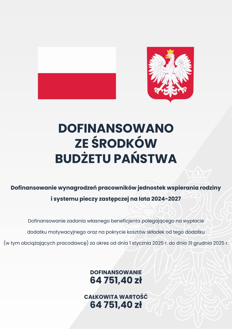 Dofinansowanie dodatek motywacyjny (jednostki wspierania rodziny i systemu pieczy zastępczej) w 2025 r.